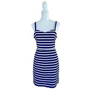 OLD NAVY MARINER NAUTICAL STRIPE SLEEVELESS MIDI DRESS SIZE M